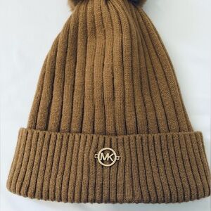 Michael Kors Tan Ribbed Beanie